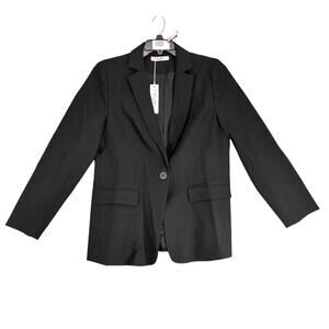 NWT Cicy‎ Bell Black Blazer Jacket Women's L Single Button Notched Lapel Preppy
